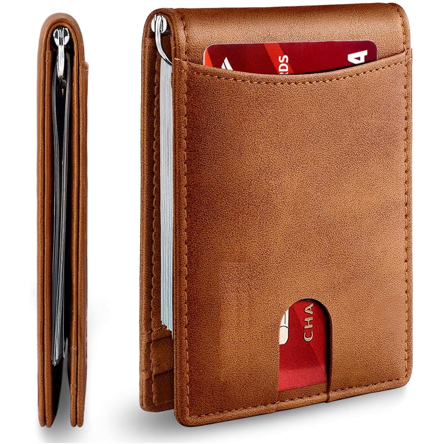 KASTWAVEWallet for Men Slim Larger Capacity with 6 Slots RFID Blocking Men's Wallet Minimalist Front Pocket Bifold Leather with ID Window Gift Box