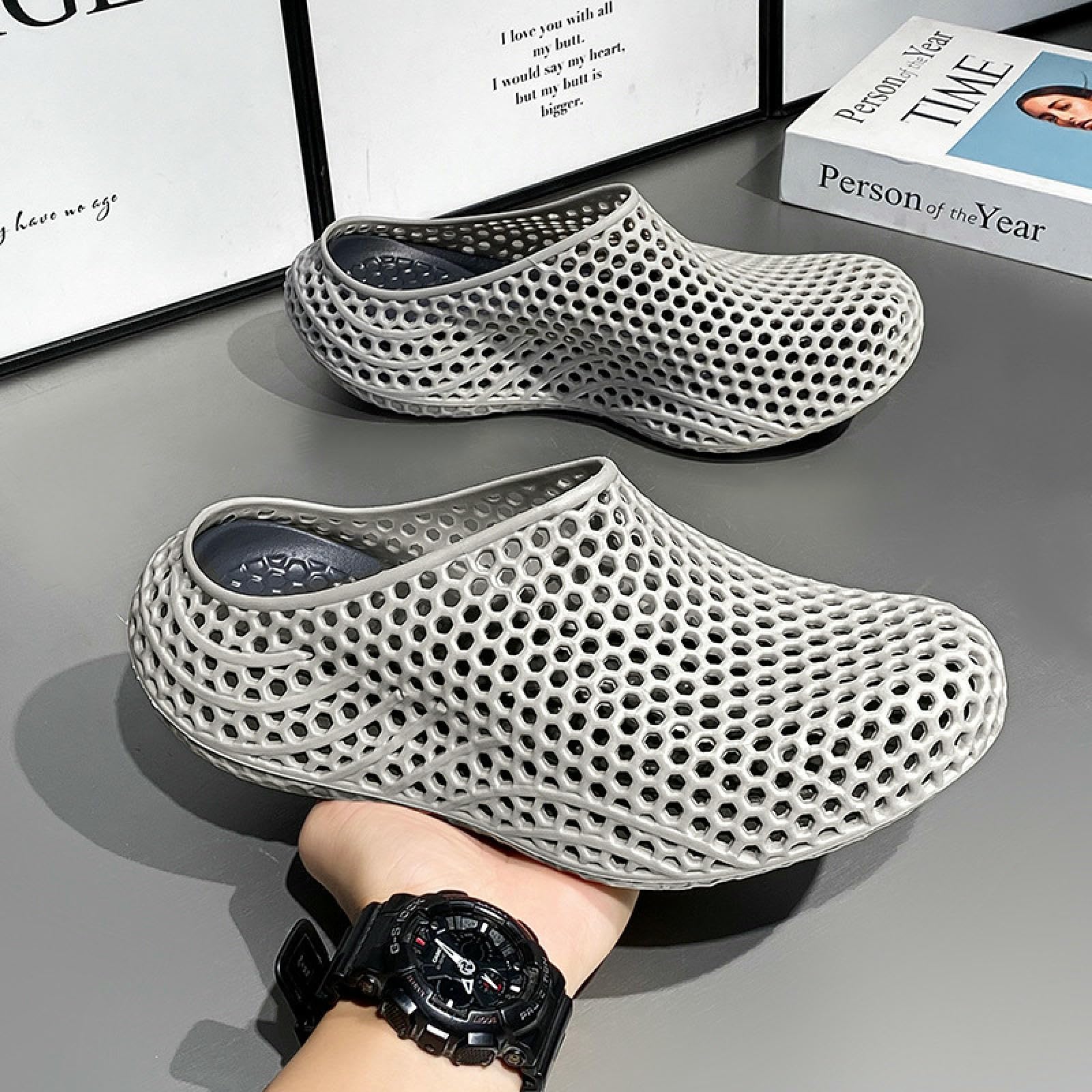 Ciabatte Sandali Monopezzo Traspiranti Stampati in 3D Abbigliamento da Casa E Esterno Unisex-nero-40