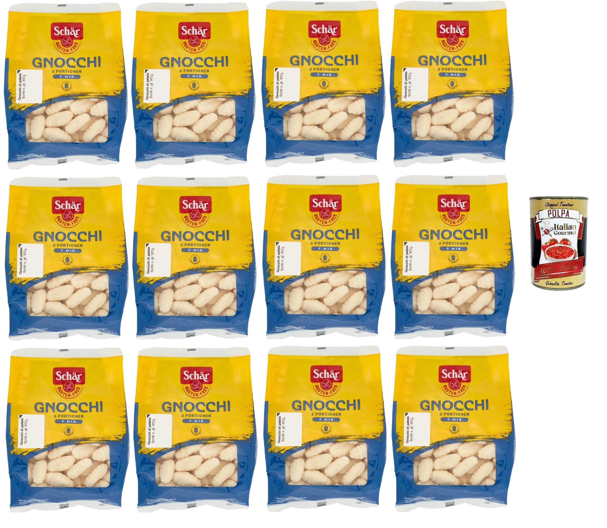 Italian Gourmet Bundle Glutenfreie Gnocchi 12x 300g + Italian Gourmet Polpa Gratis – Italienische Kartoffel-Gnocchi, 2 Portionen pro Packung, schnelle Zubereitung in 2 Minuten 3,6kg