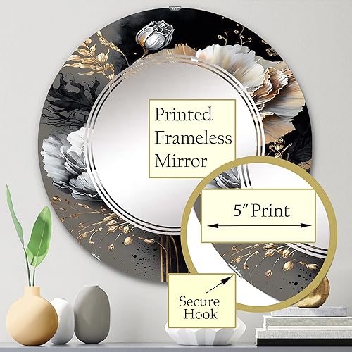 Miniatura 8 de Ramo floral gótico dorado IV- Espejo de tocador, espejos de baño, espejos de pared para sala de estar, dormitorio, espejo ovalado - Grande 20 x 30