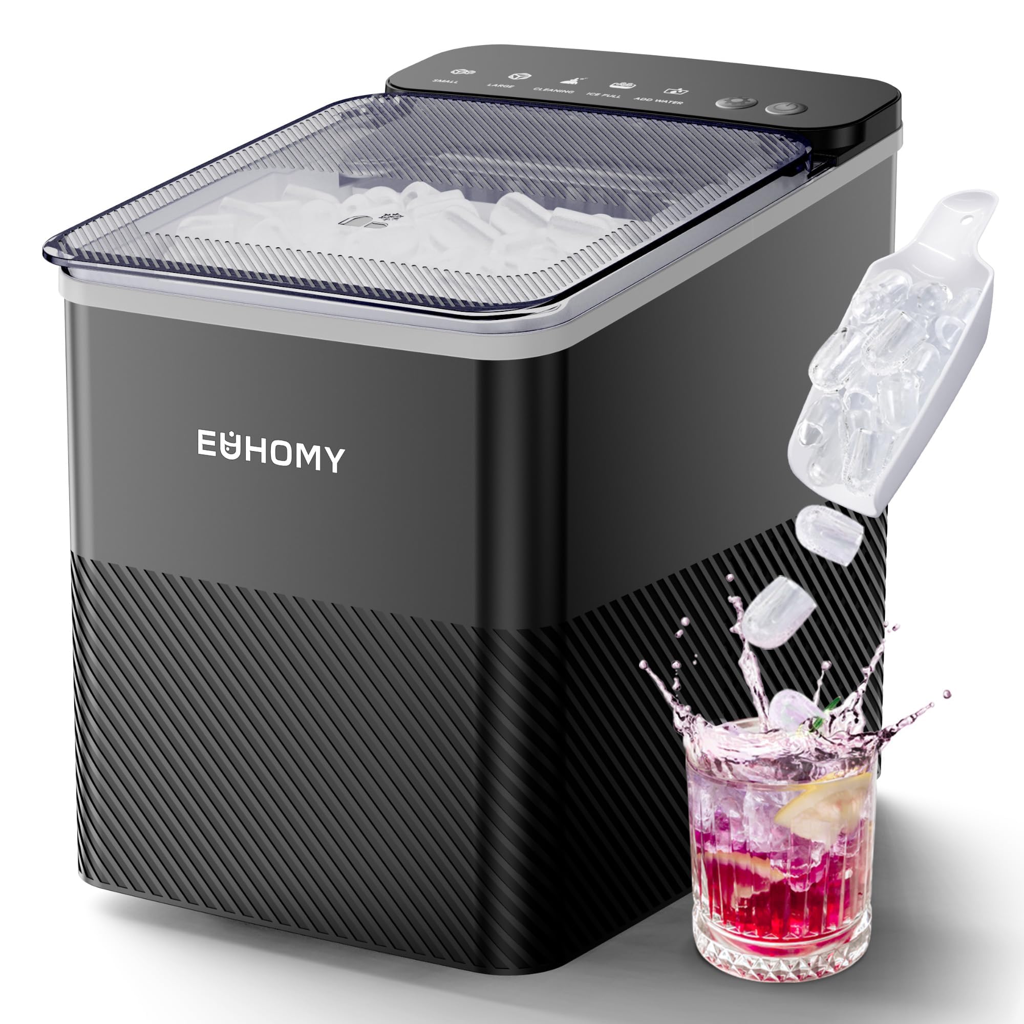EUHOMY Countertop Ice Maker, Ice Machine with Automatic Cleaning