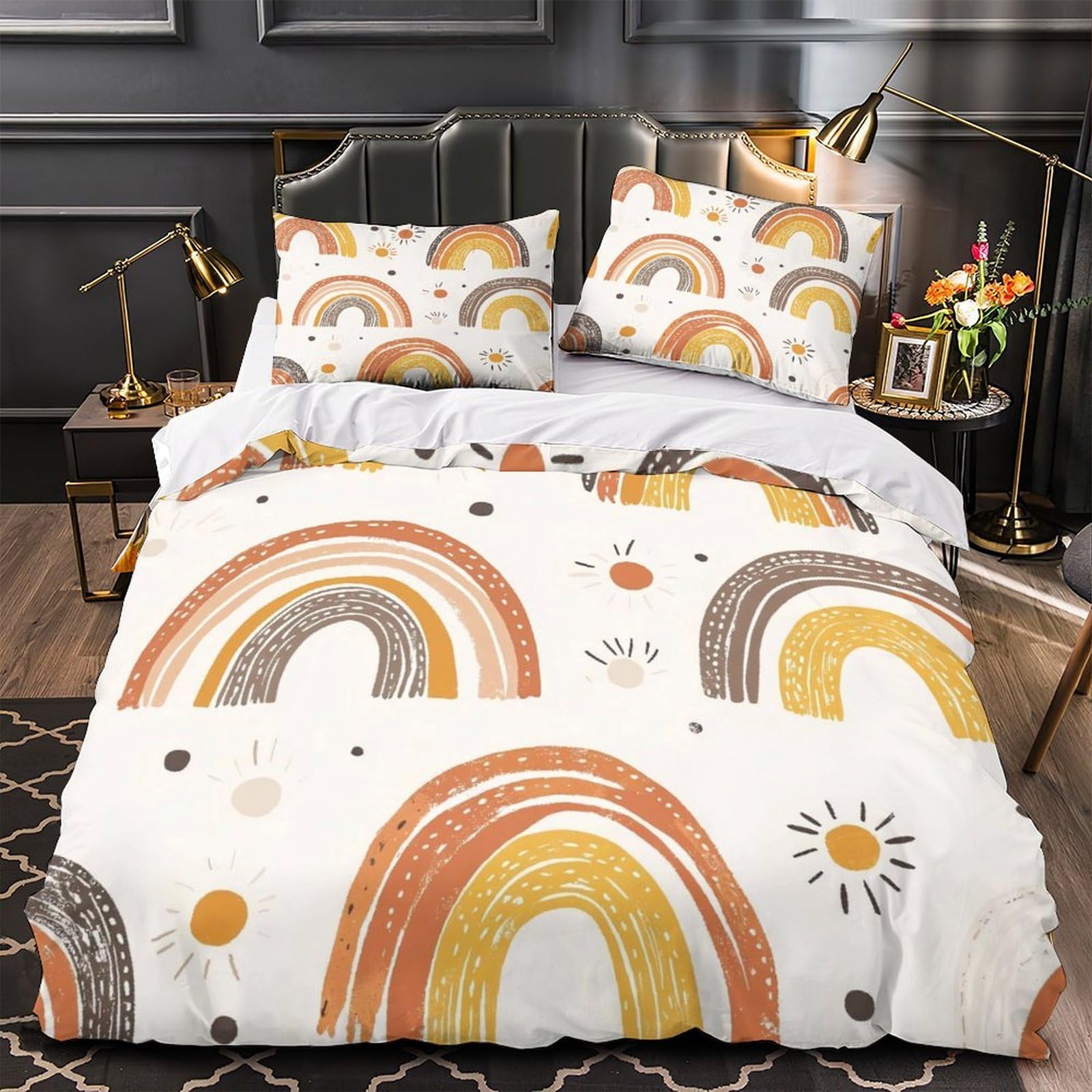 Housse de couette 260x220 imprimé 3D avec taies, literie microfibre