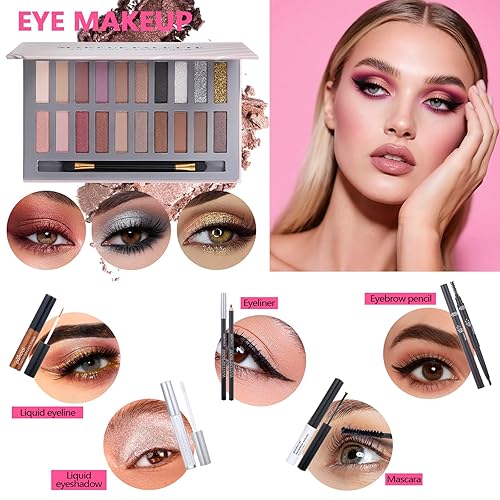 Miniatura 3 de Kit completo de maquillaje para mujeres, juego de maquillaje para niñas, adolescentes, mujeres, set de regalo de maquillaje con paleta de sombras de