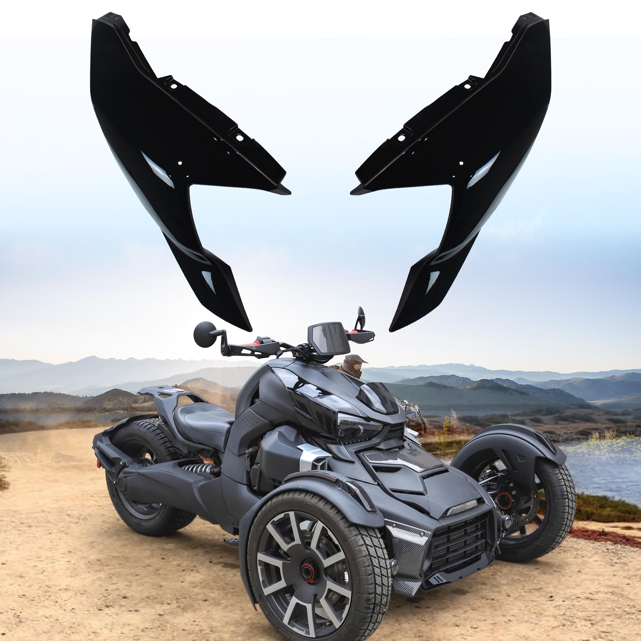 CPOWACE Fairing Panels Compatible with Can-Am Ryker All Models Accessories Gloss Black Replacement for 219400803 2PCS