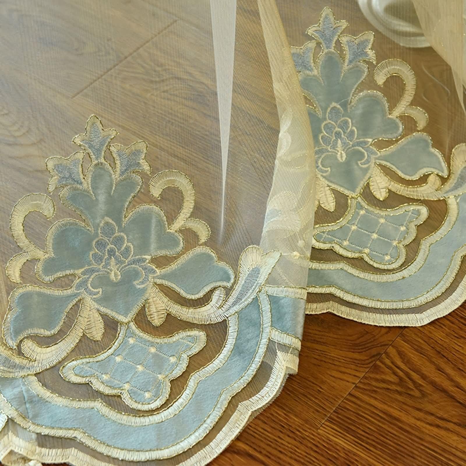 Tende eleganti e moderne, tende da soggiorno vintage con motivo floreale blu tenda in ciniglia a 2 pannelli 106 x 213 cm