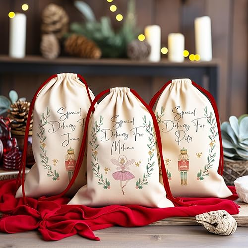 Miniatura 3 de Saco de Navidad con cordón personalizado, bolsa de regalo de Navidad personalizada de Papá Noel (1)
