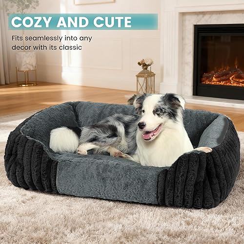 Miniatura 8 de Camas para perros medianos de 32 x 24 pulgadas, cama ortopédica para perros con espuma viscoelástica triturada transpirable, cama de piel sintética