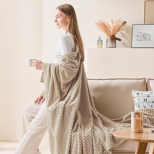 Miniatura 7 de EMME Manta de forro polar, tamaño individual, de franela de lujo para sofá, cama, sofá, silla, suave, afelpada, cálida y acogedora con diseño de