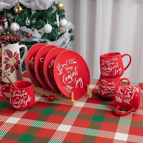 Vista 4 de LEHAHA Ceramic Christmas Coffee Mug set,16 OZ Holiday Mugs Set of 6, Festival Coffee Cups with Warm Greeting sayings, Porcelain Christmas Drinkware