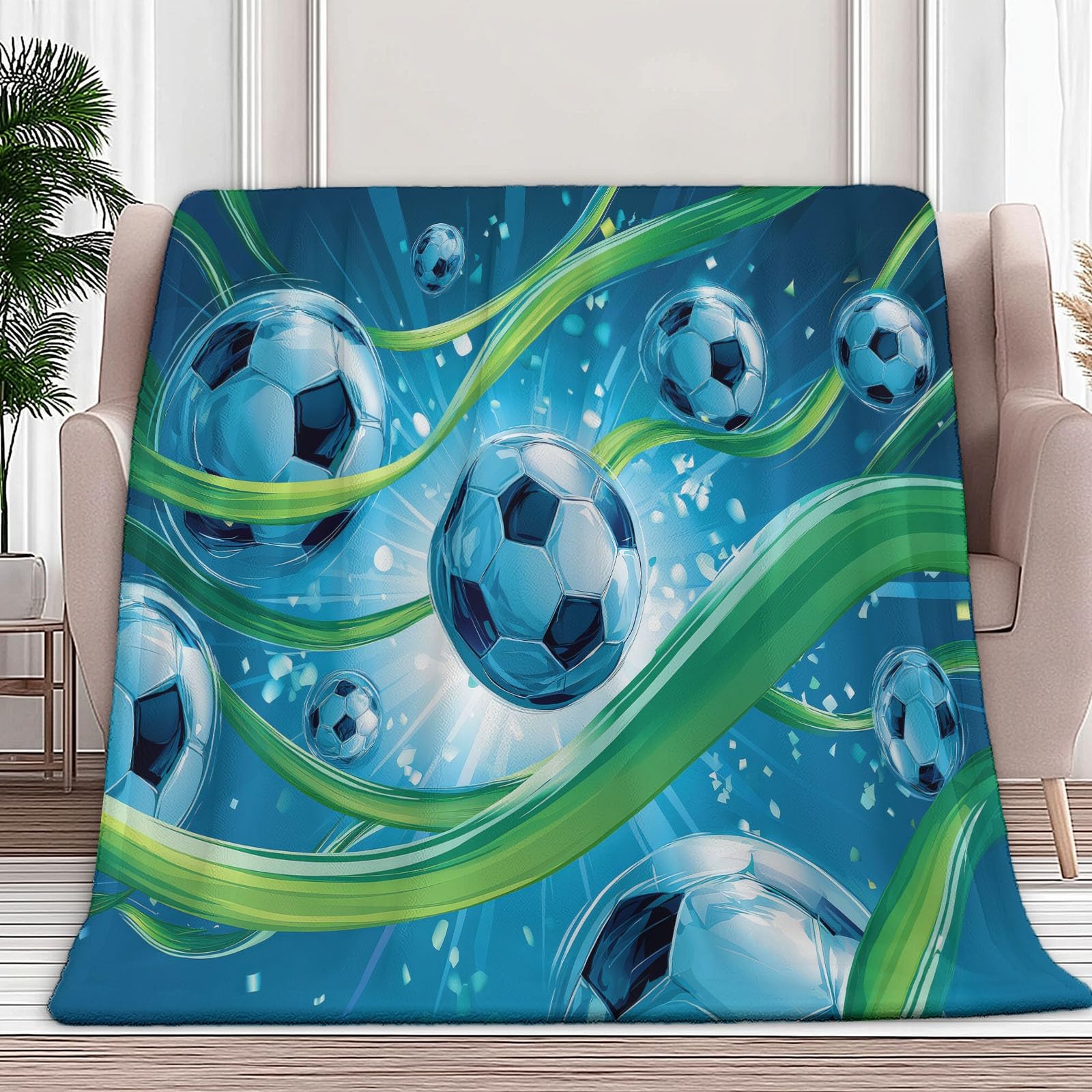 Plaid polaire football 130x150 cm pour des soirées match confortables sur le canapé