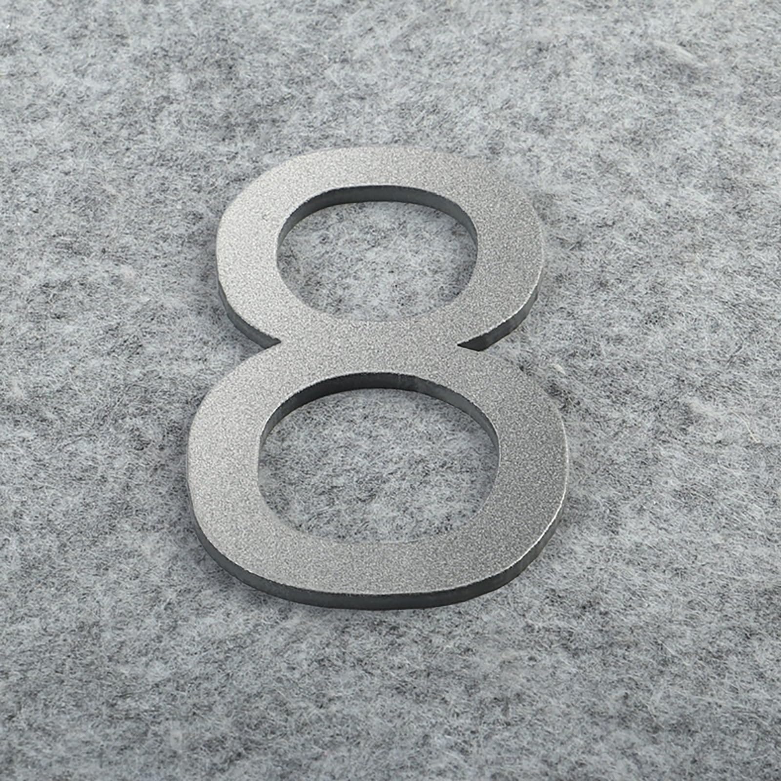 Self Adhesive House Numbers Stickers 2/3/4 Inch Modern Acrylic Door Number Gold/Silver/Black/White Address Mailbox Sign, for Wall Decor Hotel Apartment Cafe Room Yard Office Garden Street(Silver 8,3In