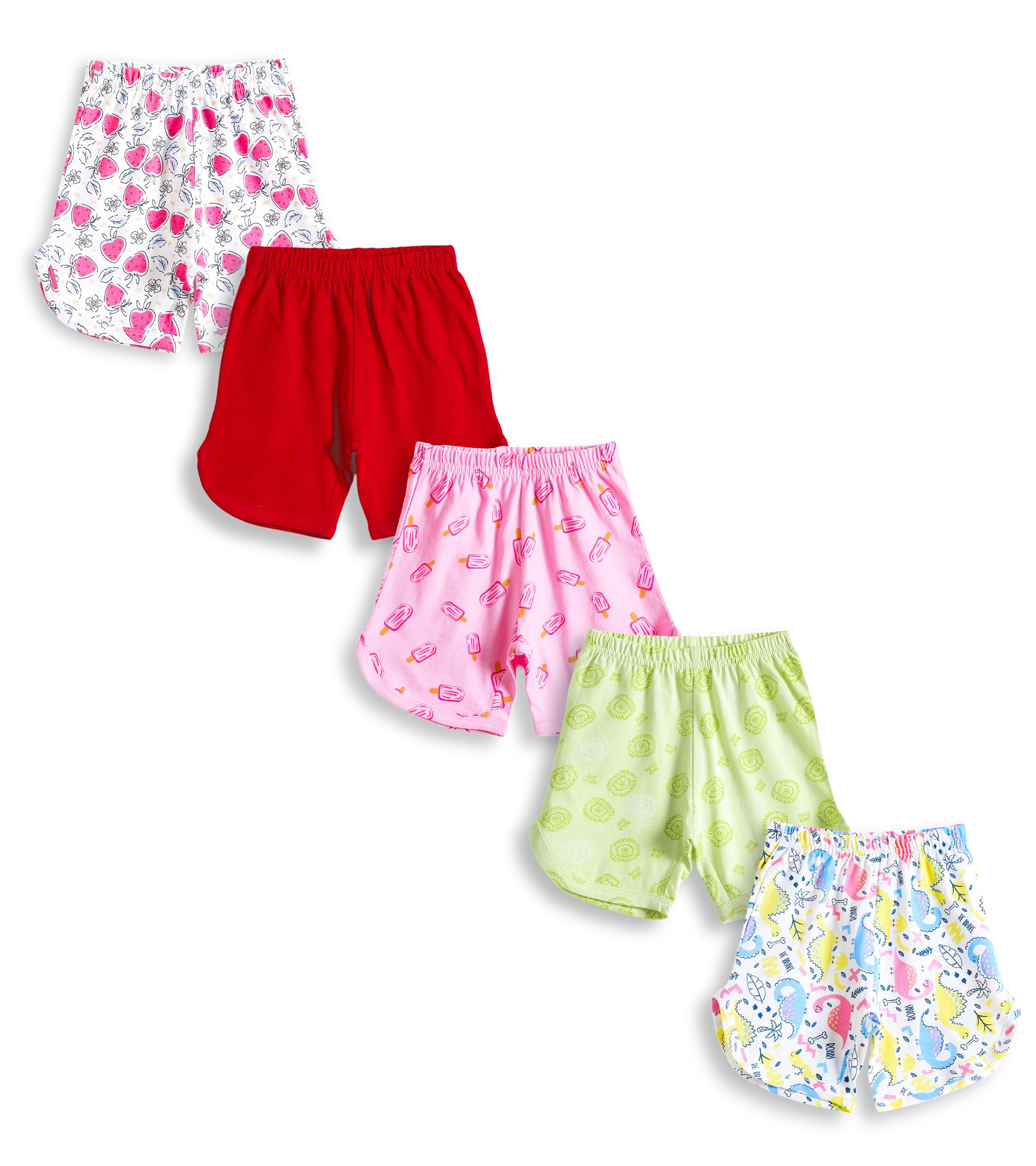 yuv Baby Girls Regular Fit Multicolor Cotton Shorts (Pack of 5) - 0 to 24 Months-picture-25