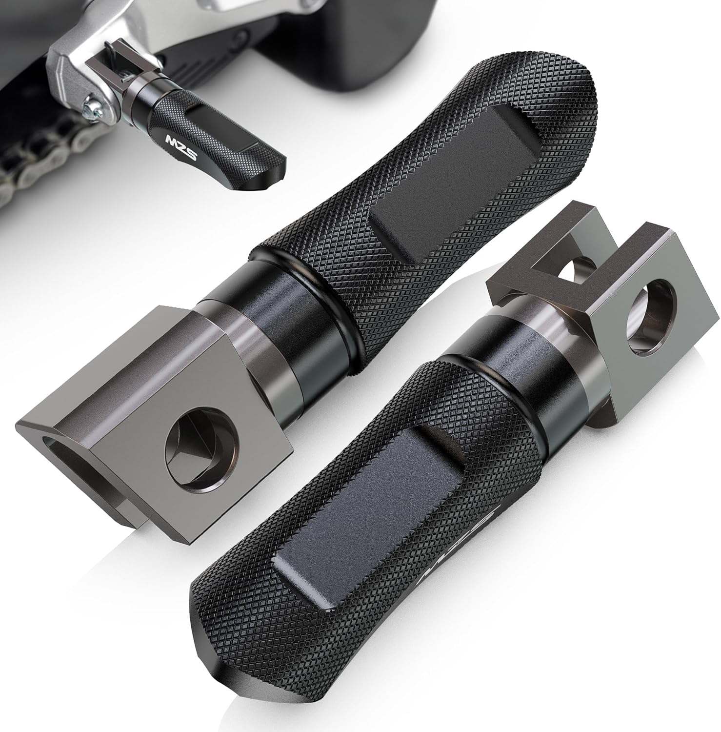 MZS Motorcycle Front Foot Pegs Compatible with EX 650 ER6F 06-08 / Z750 Z750R 04-11 / Z1000 03-09 / Z800 Z1000SX 11-20 / ZX6R 05-06, Adjustable Sport Bike Footpegs Rider Foot Pedal Rest Black CNC