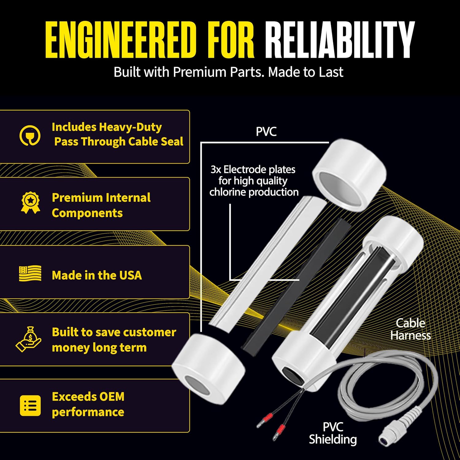 The Hot Tub Wizard - The Scepter Salt Cell Replacement for ACE Sanitizing System by Hot Spring - 76078 Quality Replacement Part - Easy Install, Long Lasting - Hotsprings Spa Parts - Made in the USA
