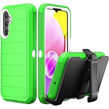 Phone Case for Samsung Galaxy A24 4G 2023 Case with Belt Clip & Kickstand, Heavy Duty Rugged Full Body Protective Case Cover for Samsung A24 4G Phone Green+White