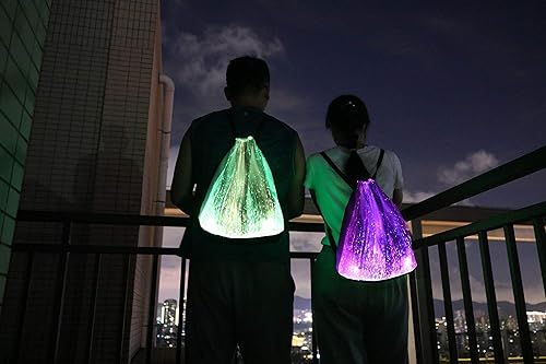 Miniatura 5 de Mochila con luz LED, bolsa brillante para fiesta de música rave, fiesta de Navidad, Halloween, bolsa con cordón intermitente unisex, multicolor,