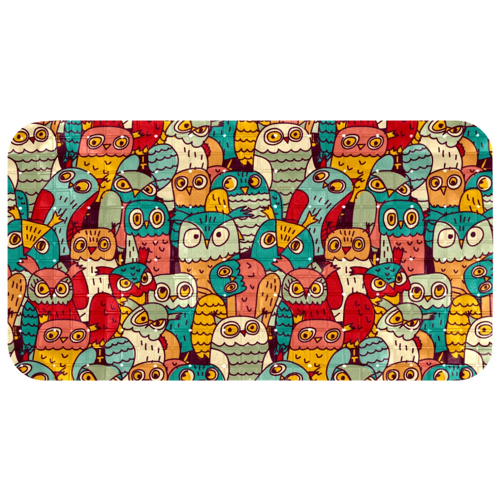 Tapis de bain original avec trous Bennigiry antidérapant hiboux vintage pour douche enfant