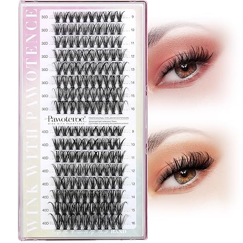 Miniatura 20 de Pawotence Kit de extensiones de pestañas individuales 40D 50D, kit de extensiones de pestañas de 0.315-0.630 pulgadas con unión y sello de pestañas