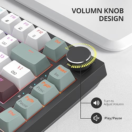 Miniatura 4 de Mist - Teclado para juegos con cable al 75%, intercambiable en caliente, montaje en junta, interruptor rojo, teclado mecánico TKL retroiluminado RGB