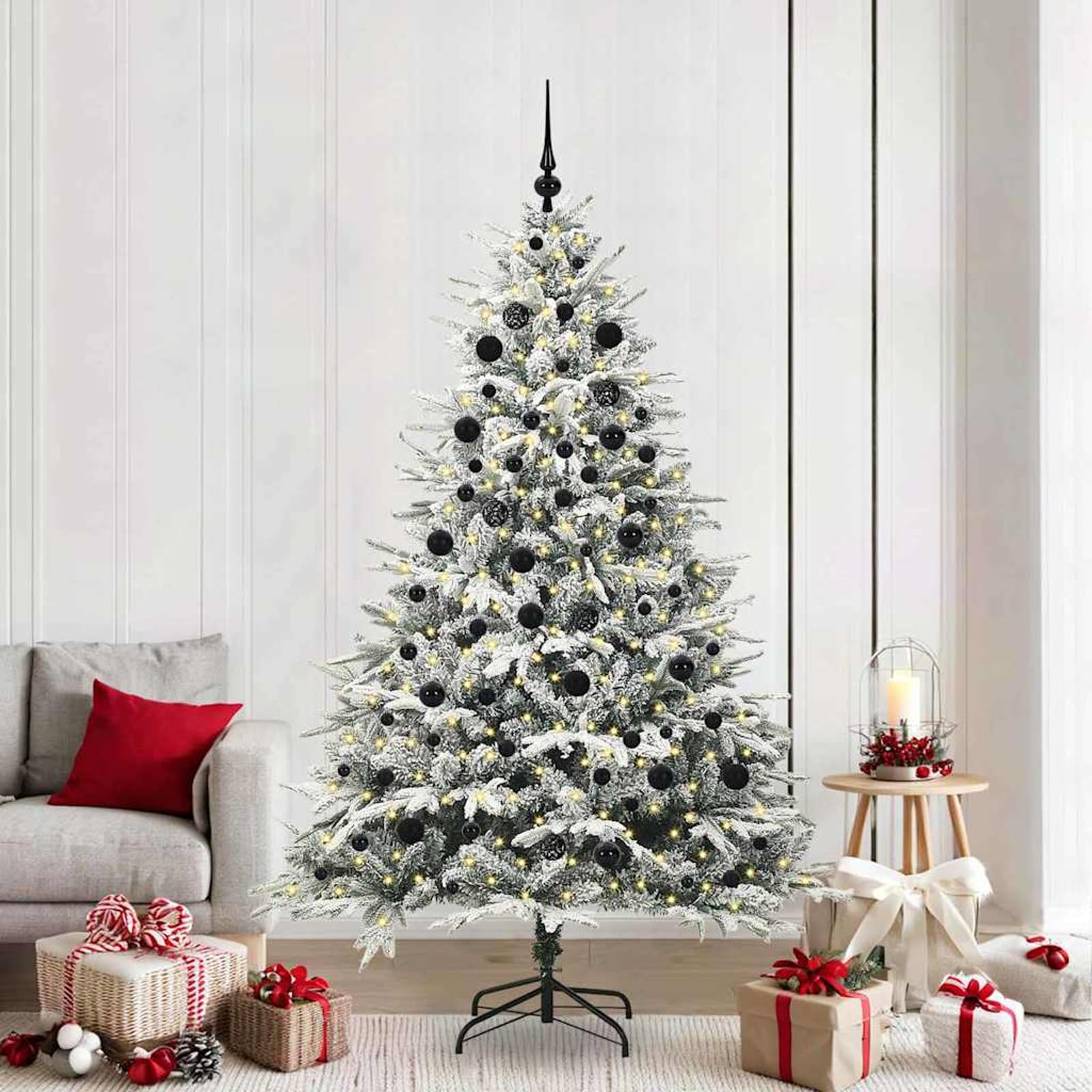 Árbol de Navidad Artificial Moderno LED con Base de Metal - Blanco Cálido