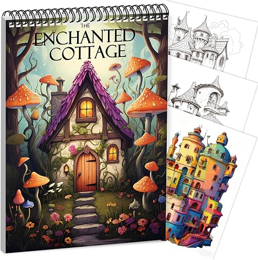CKMOREL Coloring Book for Women Spiral Bound, Lay Flat While Coloring Adult Coloring Book One Sided Design Gift for Adult to Relax and Relieve Anxiety THE Enchanted Cottage
