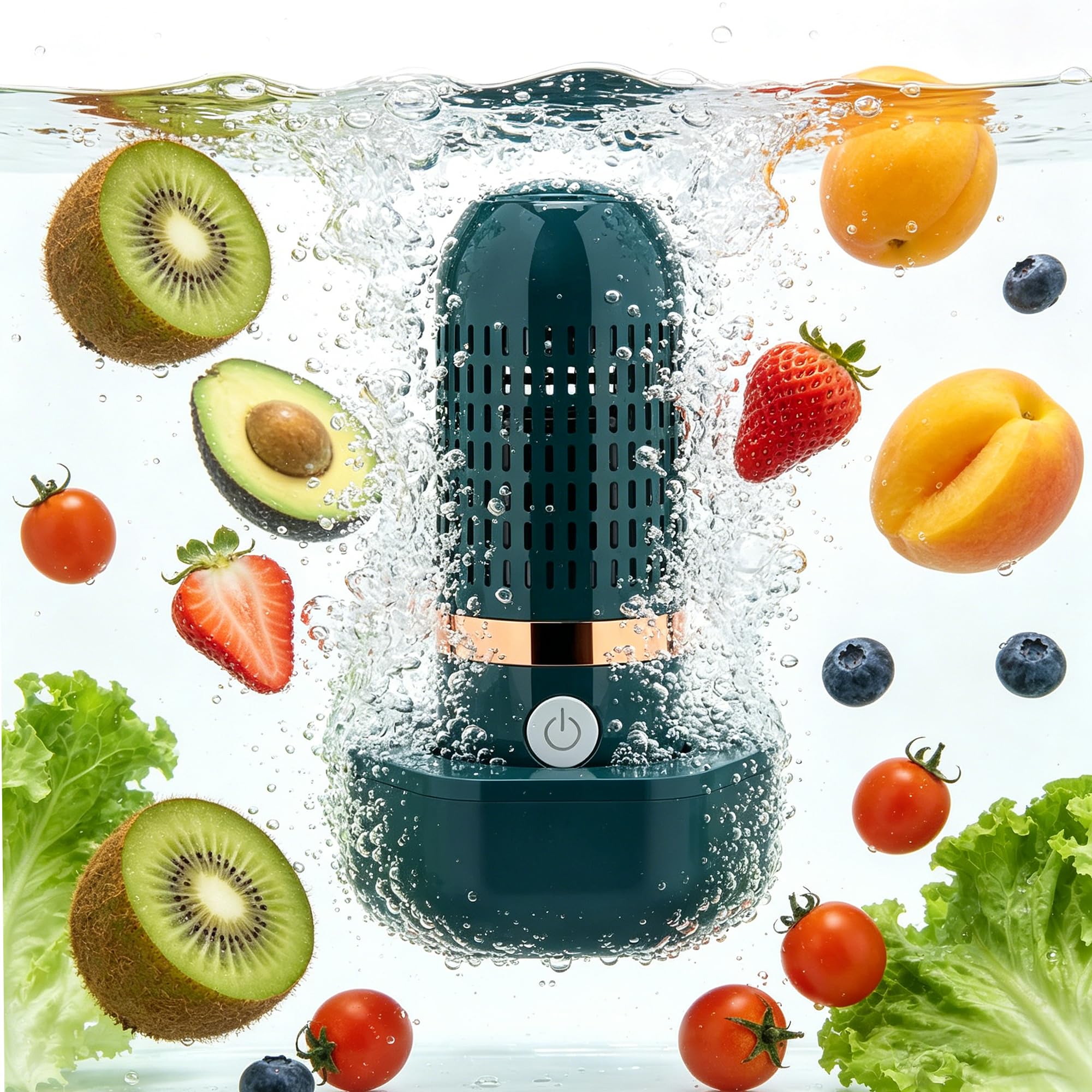 Portable Fruit Vegetable Washer, OH-ion Cordless Food Purifier IPX7 Waterproof