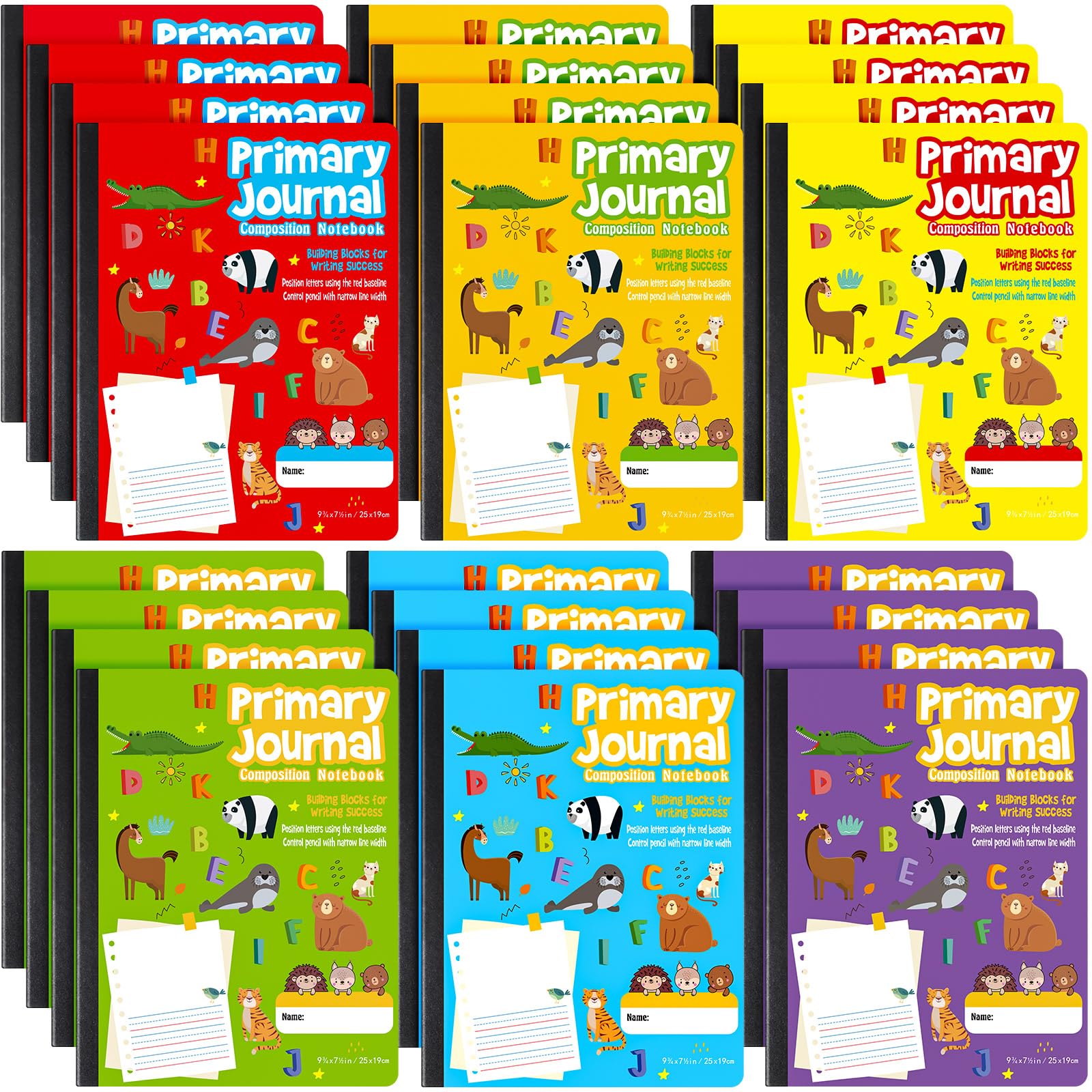 Watersay Lot de 24 carnets de composition primaire K-2 avec espace photo, 6
