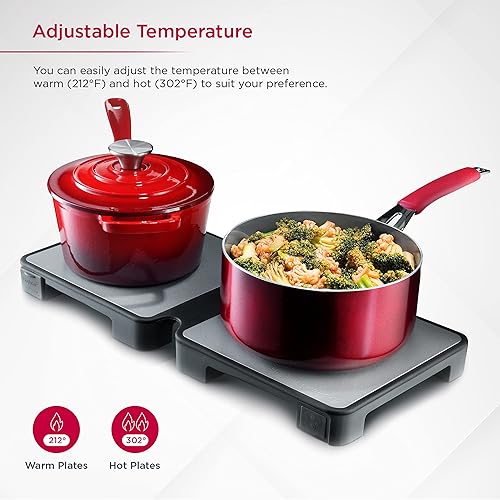 Miniatura 5 de HotMat Connect Bandeja calentadora de alimentos, plegable con silicona y temperatura ajustable, placa de calentamiento compacta modular para cenas