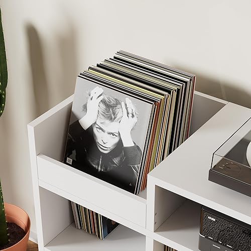 Miniatura 5 de Cozy Castle Soporte para tocadiscos con almacenamiento de vinilo abierto, mesa para tocadiscos con capacidad para hasta 500 álbumes, estante para