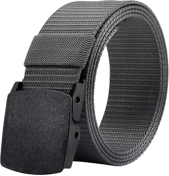 Ceinture tactique militaire réglable sans trous avec boucle en plastique et sangle en nylon pour homme, camping, randonnée, 129,5 cm - 1