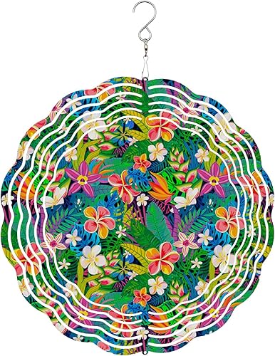 Molinillos de viento para decoración de jardín de 9.8 pulgadas, de acero inoxidable 3D, flamenco rosa sobre lunares ondulados grises, decoración de