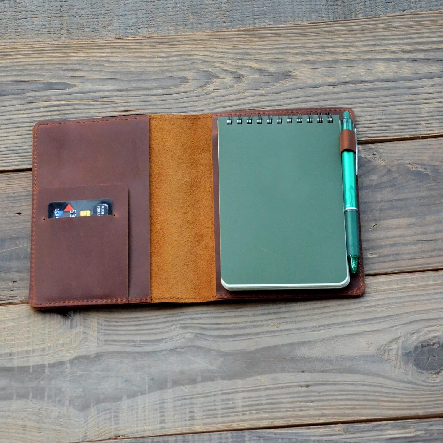 JJNUSA Leather Cover Compatible With Rite in the Rain Spiral Notebooks Distressed Genuine Leather Cover for Bound Notebook Memo Pads 3" x 5" Brown