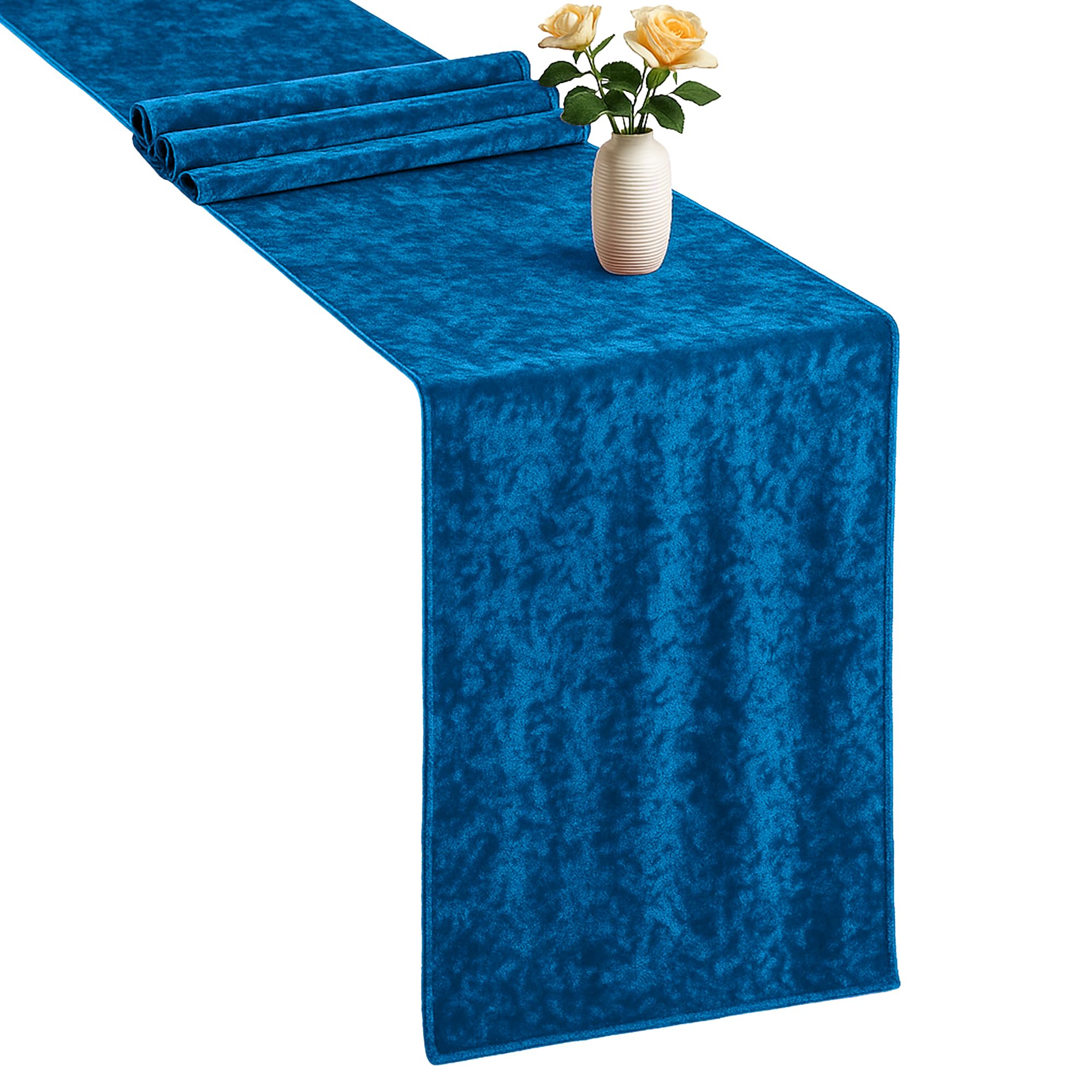 Trimming Shop 33x274CM Crushed Velvet Table Runner Royal Blue, Pack of 1