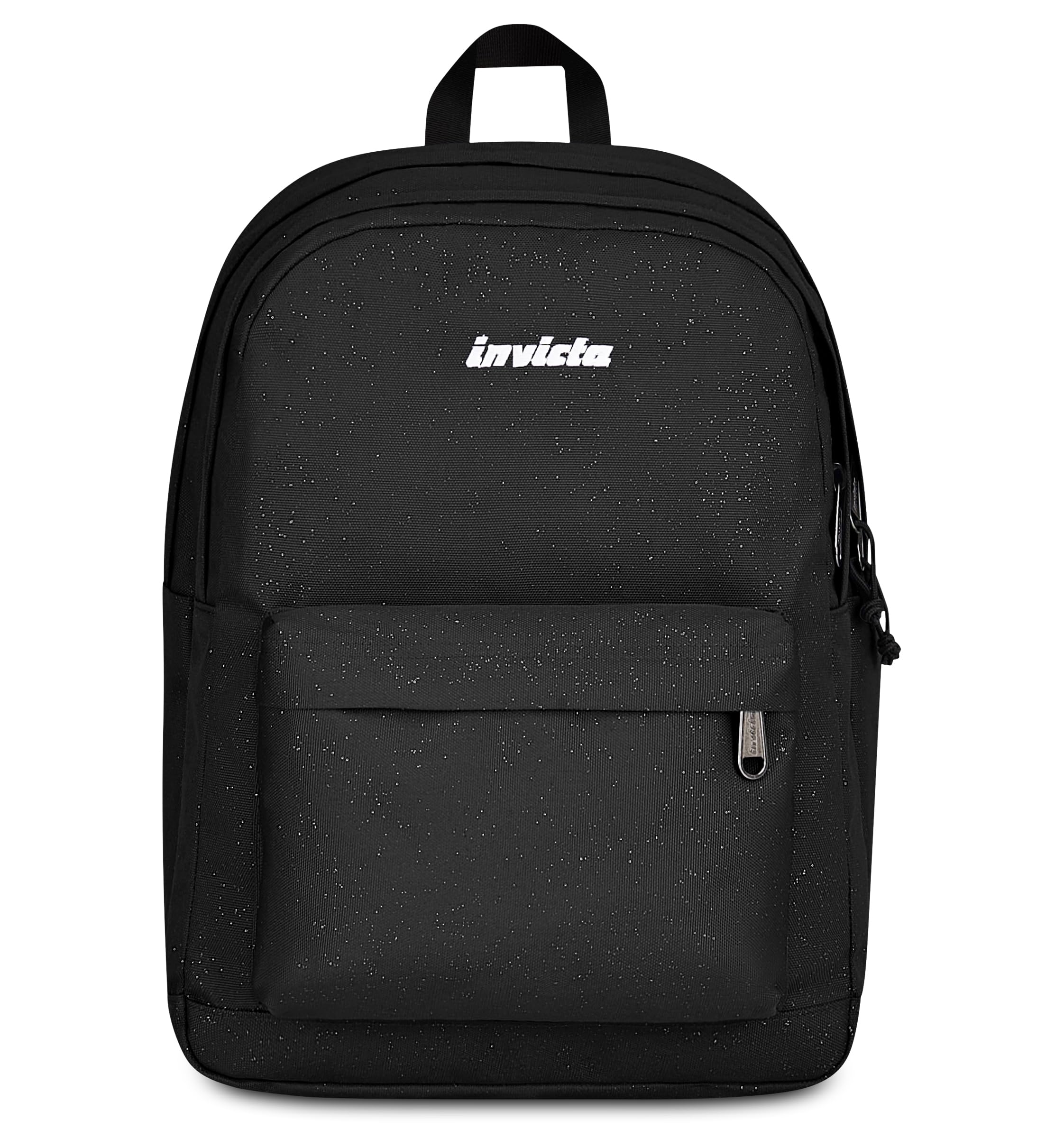 Invicta Zaino Scuola Lab Shine, Nero, 27 L, Effetto brillantini, Doppio Scomparto, Tasche laterali portaborraccia, Tasca interna con organizer, Scomparto porta pc, Scuola media e superiore, Ragazza