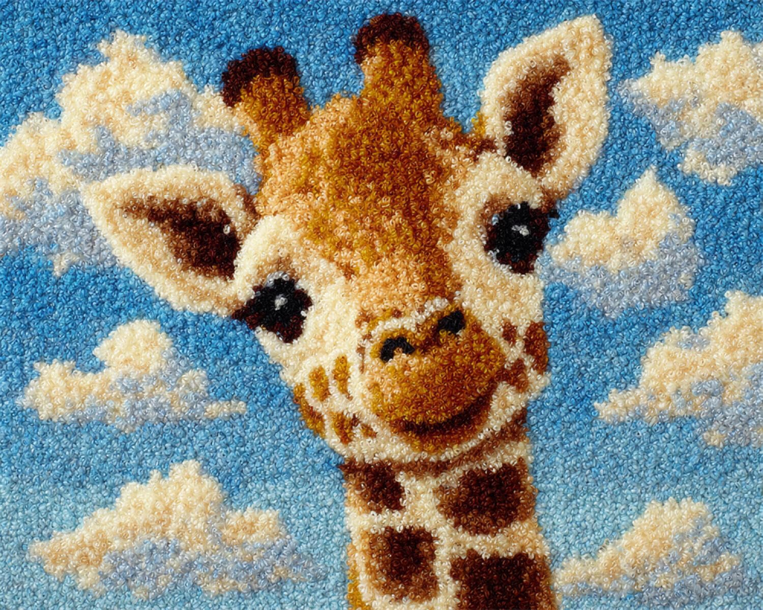 Henypt DIY Latch Hook Rug Kit Cartoon Giraffe 90x120cm