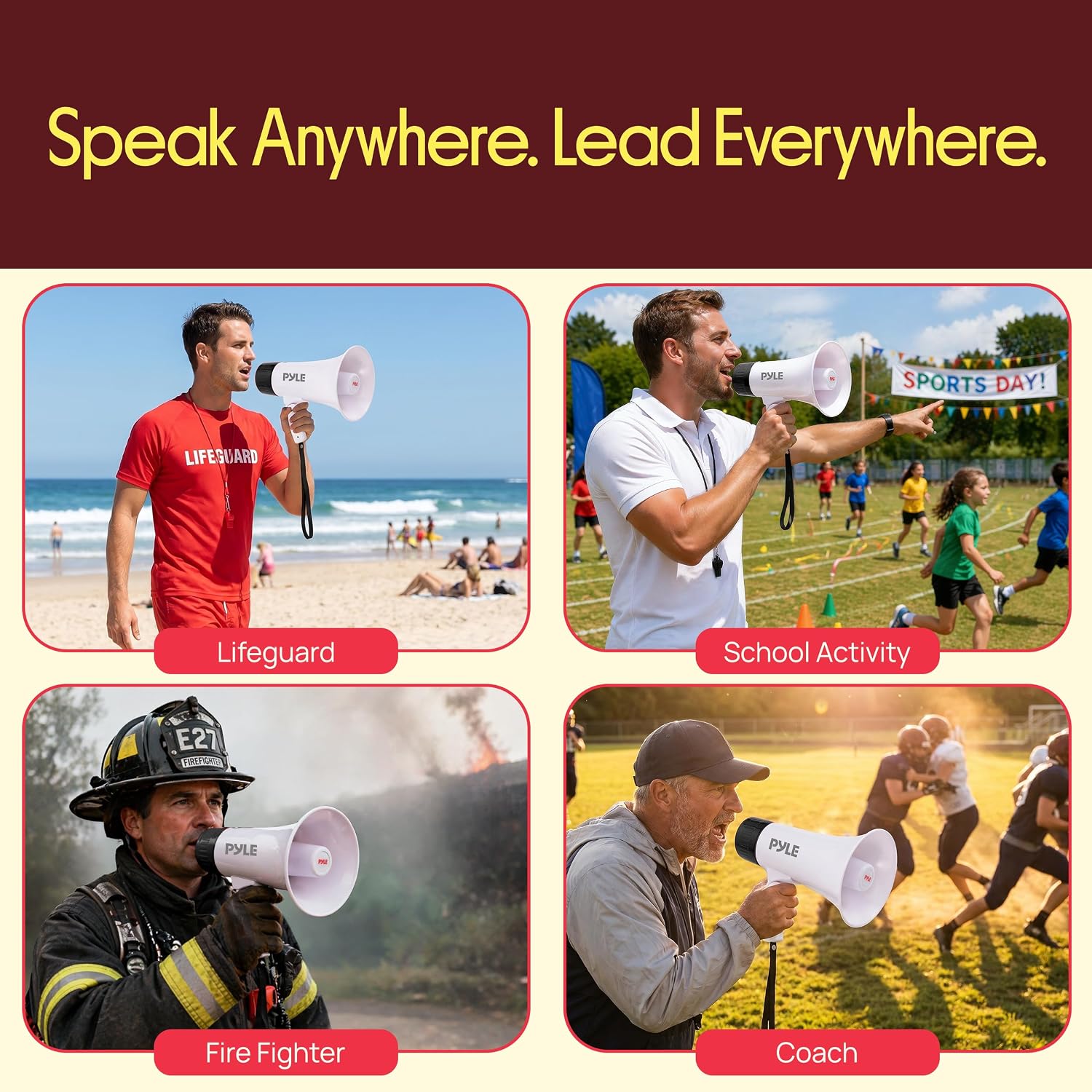 Pyle Rechargeable Bluetooth Bullhorn Megaphone with Voice Changer, Siren & USB-C Fast Charging, 1200-Yard Voice Range for Sports Coaching, Events & Crowd Control image 5