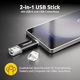 Intenso Twist Line Dual pamięć USB 2 x 128 GB – Super Speed USB 3.2 Gen 1 x 1 z prędkością do 70 MB/s, USB-C i USB-A, antracyt