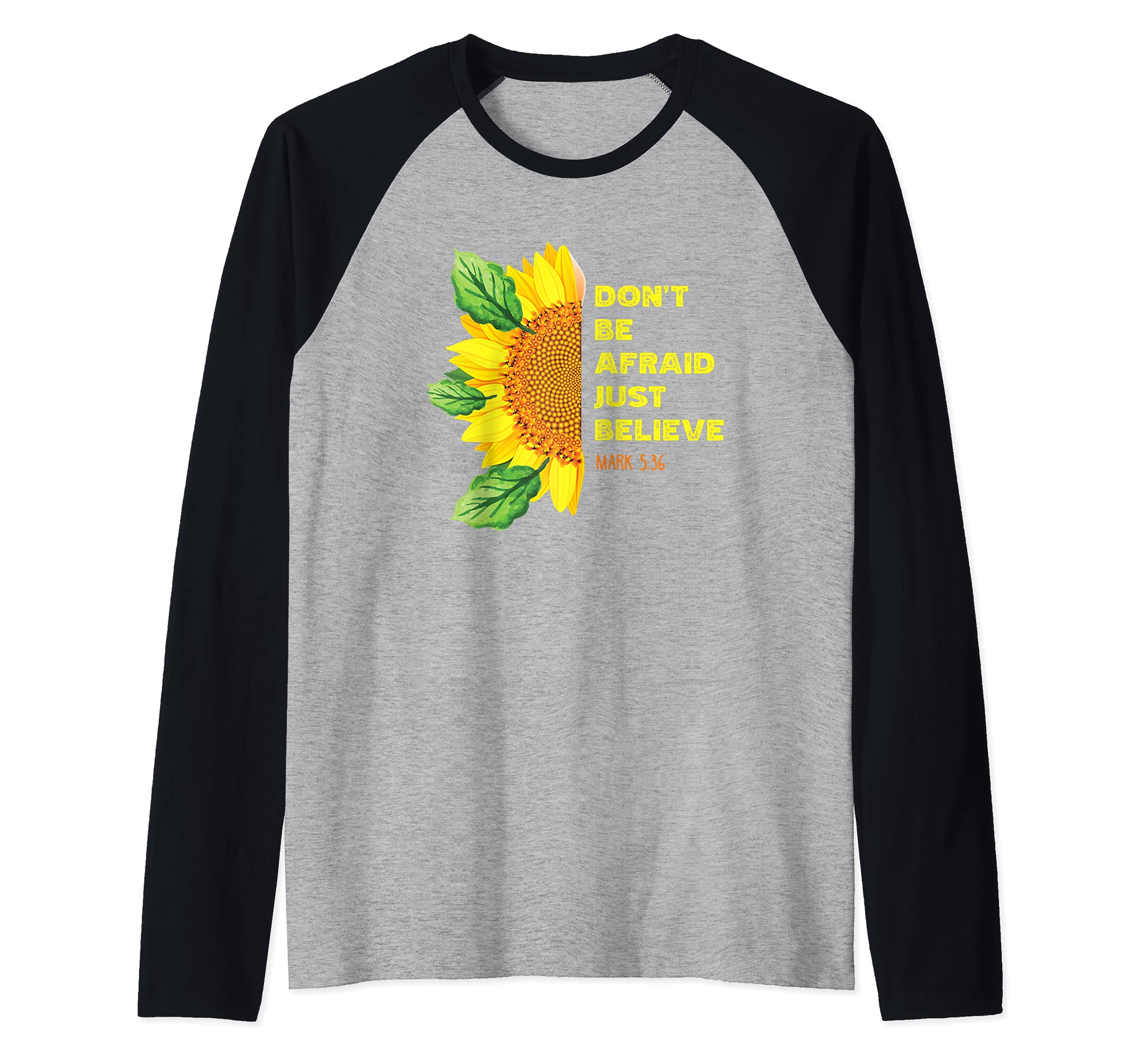 Mark 5:36 Christian Bible Verse Religious Raglan Baseball Tee, Black