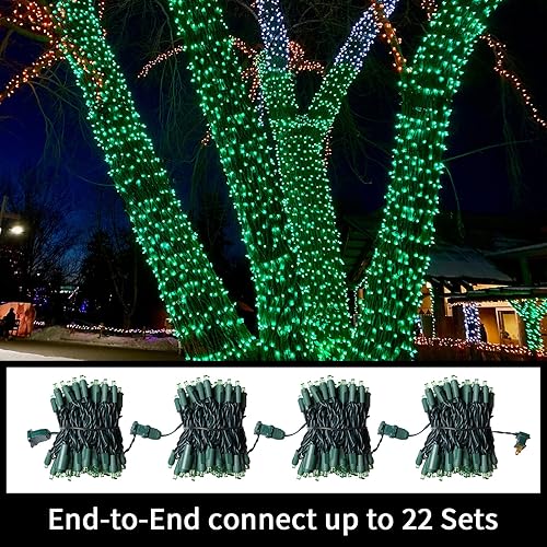 Miniatura 4 de LAMPHOME Guirnalda de 100 luces verdes  Luces LED de Navidad de 21.6 pies, mini luces LED para interiores y exteriores, hogar, fiesta, boda,