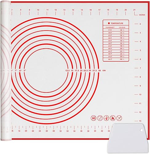 Qidoe - Tapete de silicona para hornear (20 x 28 pulgadas), extra grueso, antiadherente, con medición, tapete de fondant, tapete para amasar, tapete