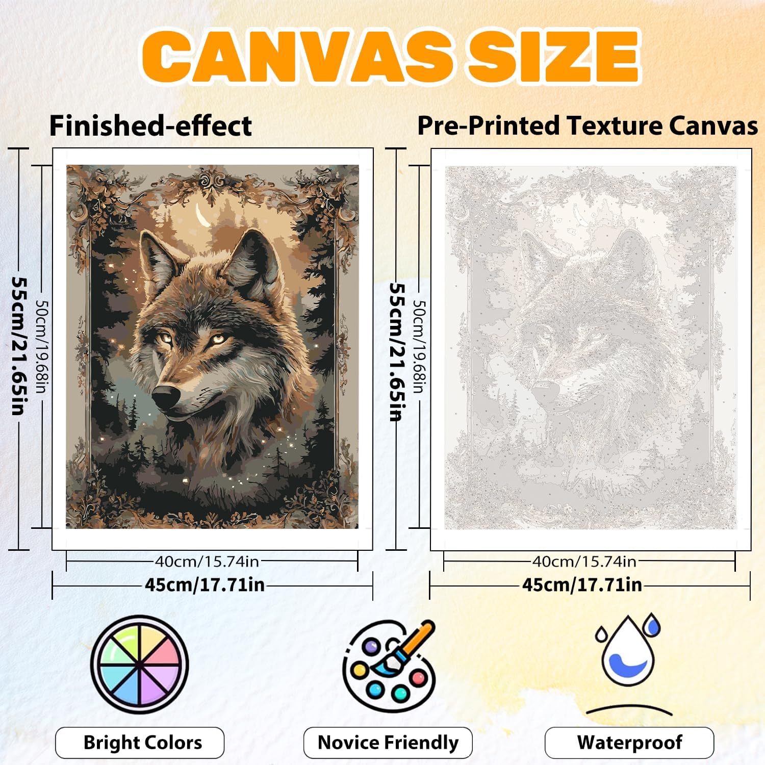 CRZMODE Wolf Paint by Numbers Kit for Adults, Wolf Paint by Numbers for Adults, Acrylic Painting Crafts for Home Decor Gift (16x20inch) image 3