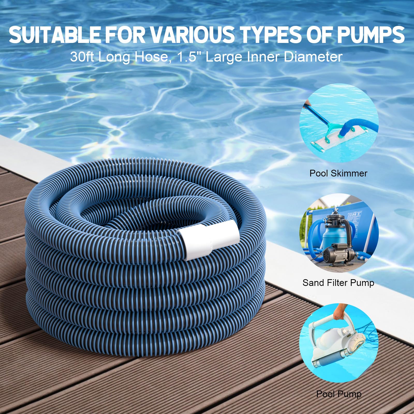 Amazon.com : BEWAVE Pool Vacuum Hose, Above/In Ground Manual Heavy