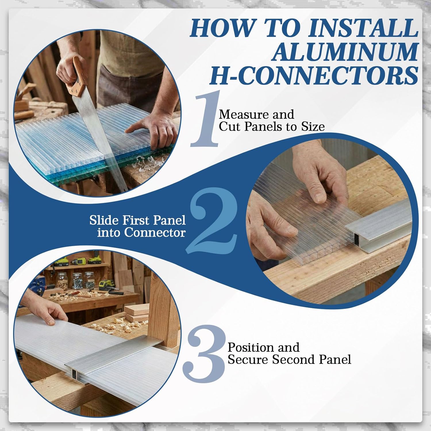 Shimeyao 14 Pcs 4 ft, Aluminum H Connectors Greenhouse Panels Connectors, Fits 8 mm Twin Wall Greenhouse Polycarbonate Panel, Join 2 Pcs Panels Together, Duty Dust, Rain and Moisture Protection