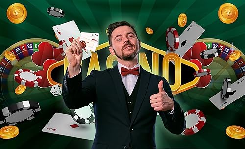 Miniatura 5 de Telón de fondo de fiesta nocturna de casino, tarjetas de ruleta de póquer, decoración de fondo temático, decoración de fondo verde, rojo y dorado,