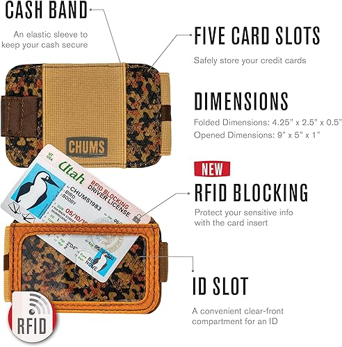 Miniatura 6 de Chums Bandit - Cartera biplegable  Cartera delgada RFID para hombres y mujeres, tarjetero reversible, identificación y dinero, Aves, Pequeña,