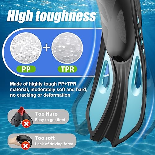 Miniatura 3 de Aletas de esnórquel, aletas de natación, tamaño de viaje, cortas, ajustables, para esnórquel, buceo, adultos, hombres y mujeres, aletas de natación