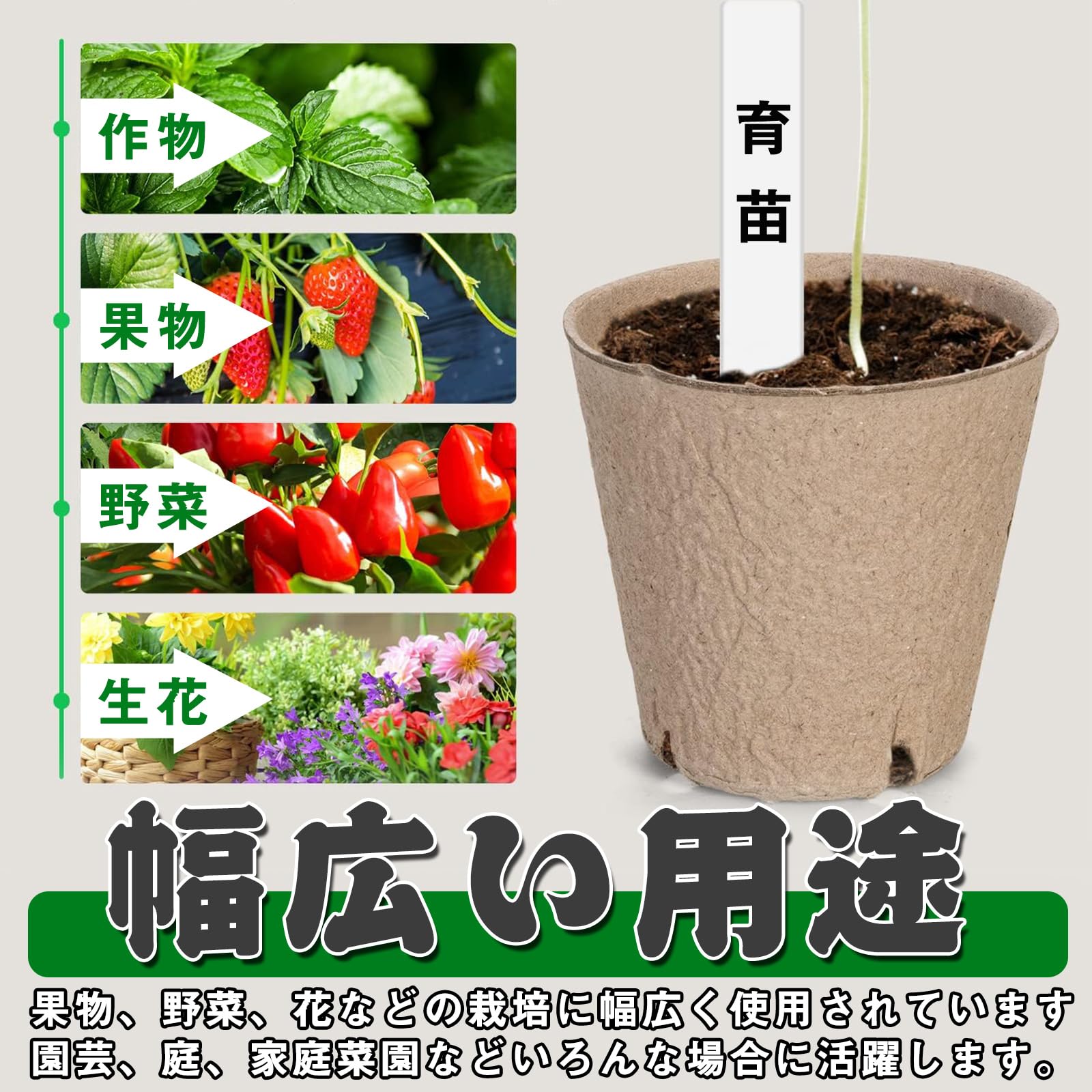 Amazon.co.jp: 育苗ポット 紙 育苗カップ 栽培ポット 紙植木鉢 50/100