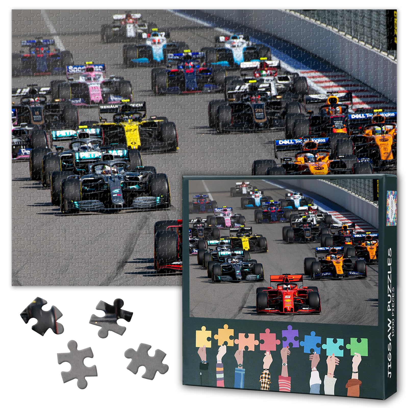 Racing Car Jigsaw Puzzles for Adults - 1000 Pieces Motorsport Stress-Relieving Puzzles for Home Decor Intelligence Puzzle Art as Gift for Family Friends Party Nights 27.5"X19.7"