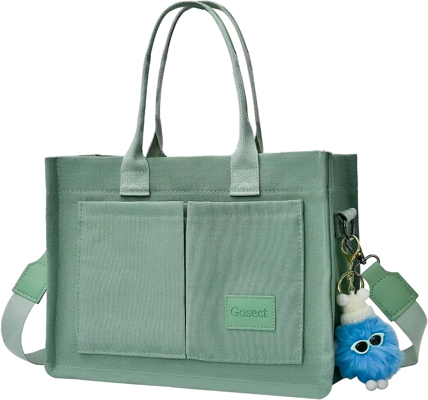 Canvas Tote Bag for Women With Pockets, Laptop Work Crossbody Purses Everything Shoulder Tote Bag Everyday Satchel Handbags