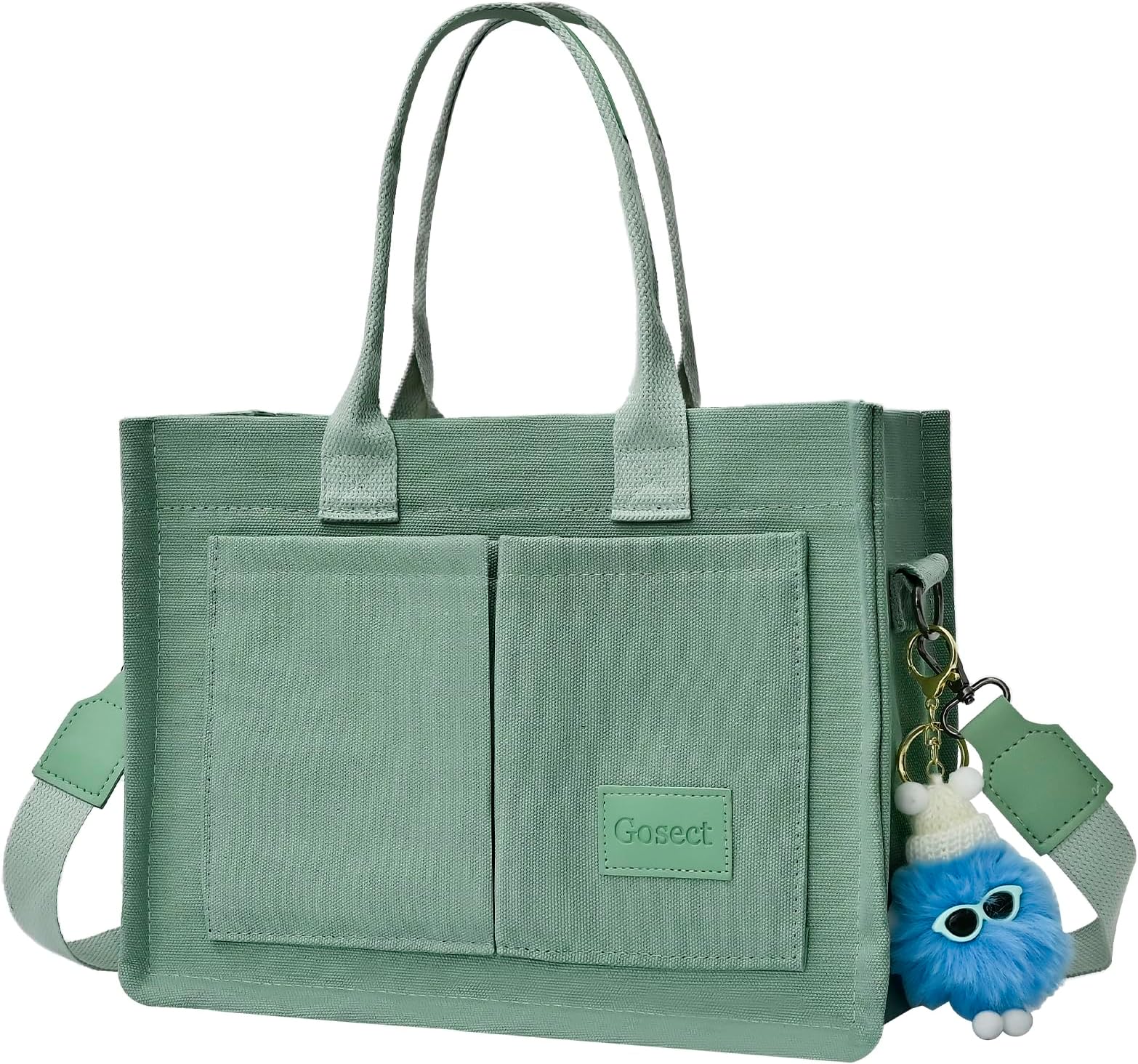 Canvas Tote Bag for Women With Pockets, Laptop Work Crossbody Purses Everything Shoulder Tote Bag Everyday Satchel Handbags